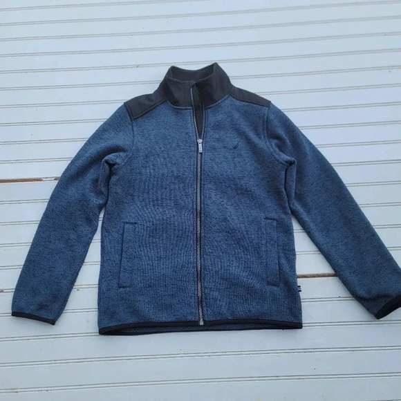 Nautica Performance Nautex Boy Navy Zip Fleece Jacket Teal Blue M (10-12) - Picture 1 of 10
